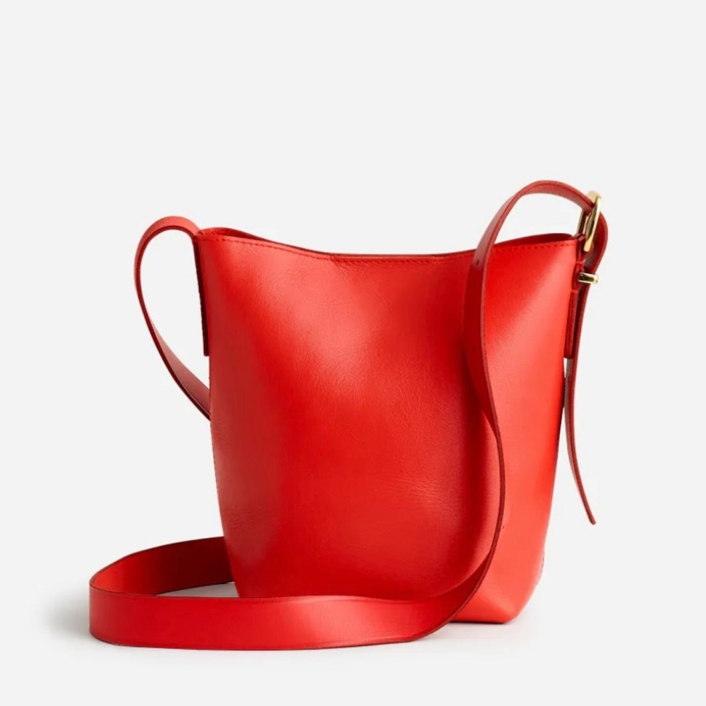 Madewell The Essential Mini Bucket Tote Bag Leather Himalayan Orange